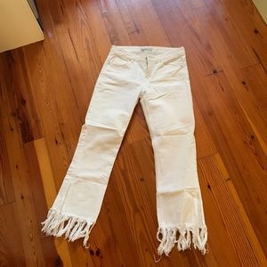 Zara white fringe jean